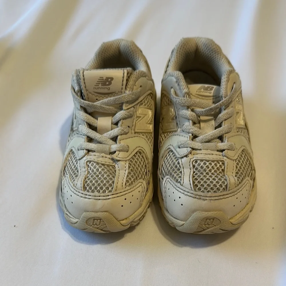 New Balance Kids Beige/Off-White Running Shoes